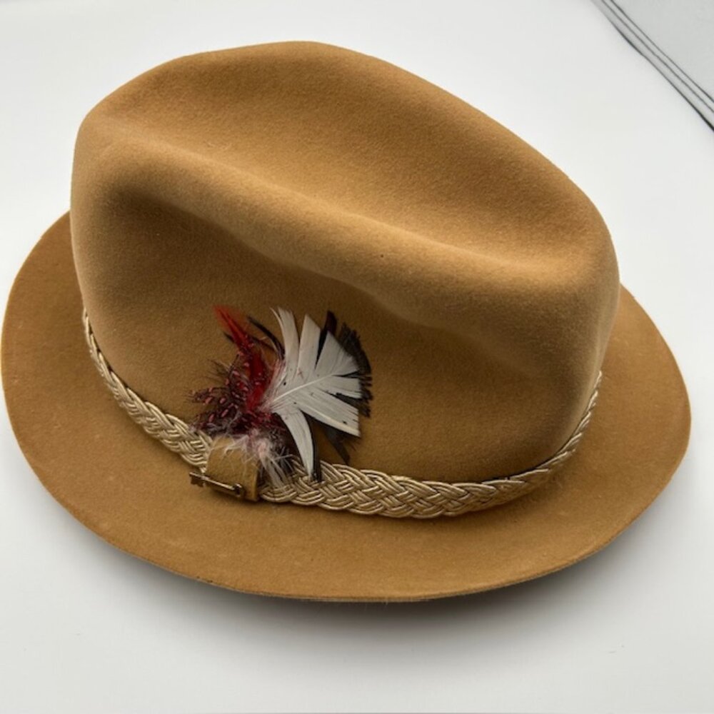Men’s Stetson Key Club Camel Color Fur Felted Fedora Size 7 ½
